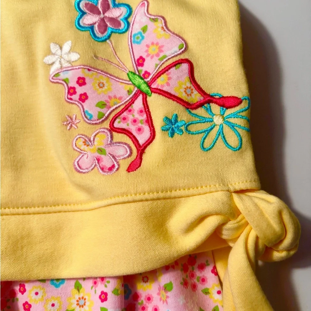 Girls Toddler Yellow And Pink Two Set, Floral Shorts And Floral Accents On Top - Picture 4 of 4